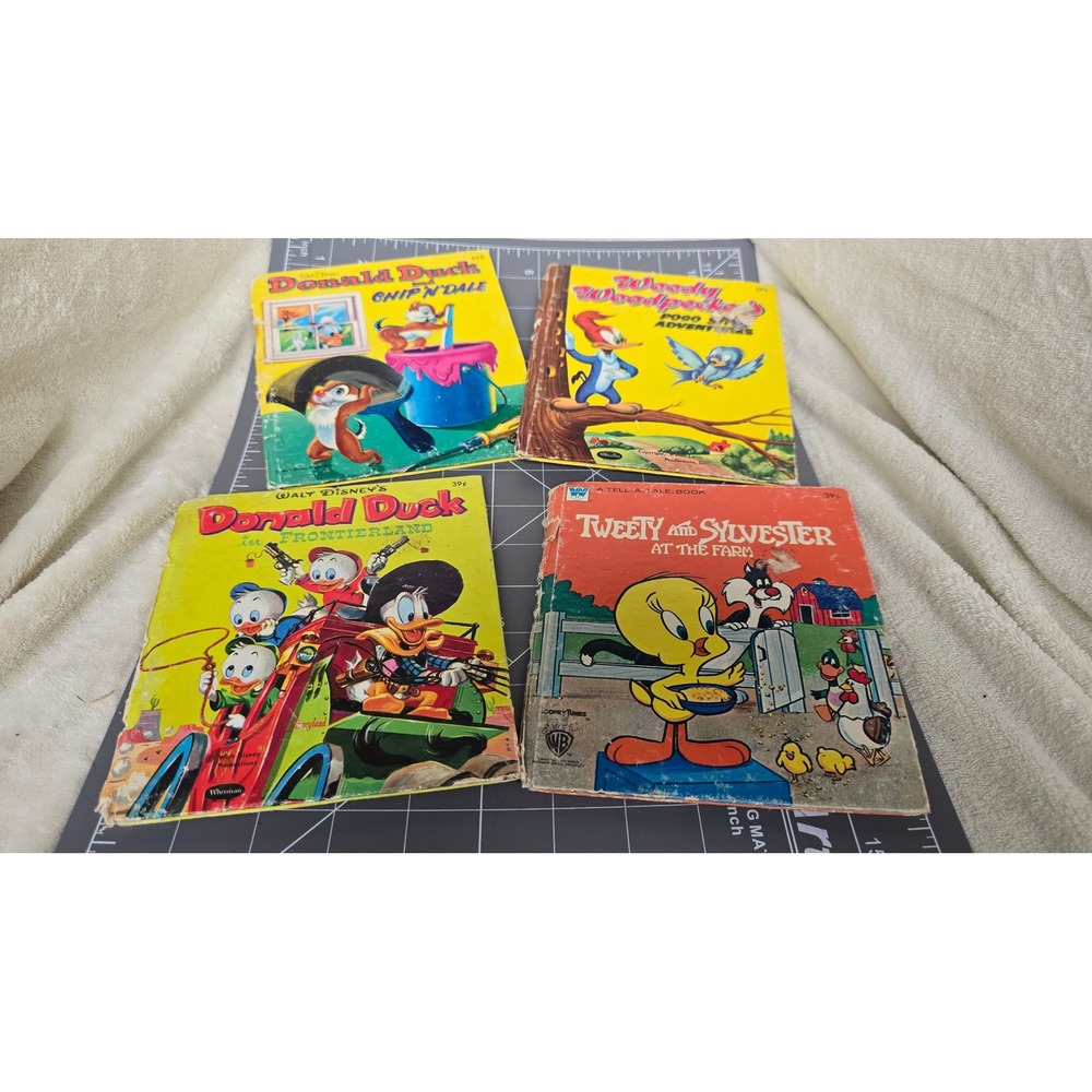 Vintage Whitman Tell-A-Tale Book Lot Donald Duck Woody Woodpecker Tweety 4pc